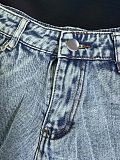 New Style Distressed High-Waisted Loose-Fit Denim Shorts With Fringes FB-6010
