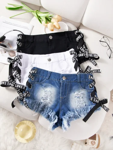 Sexy Summer High-Waisted Distressed Denim Hot Pants FB-808