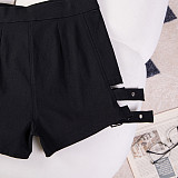 Black Casual High-Waisted Stretch Shorts FB-839