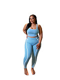 Stylish Casual Sporty Two-Piece Set Color-Block Vest & High-Waisted Trousers PMR-TW871