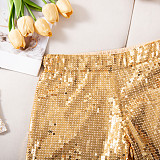 Casual High-Waisted High-Stretch Sequin Hot Pants FB-818