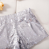 Casual High-Waisted High-Stretch Sequin Hot Pants FB-818