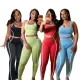 Stylish Casual Sporty Two-Piece Set Color-Block Vest & High-Waisted Trousers PMR-TW871
