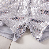 Casual High-Waisted High-Stretch Sequin Hot Pants FB-818