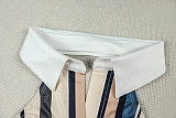 Stylish Striped Print V-Neck Button-Up Cardigan & Trousers Two-Piece Set JY-919171