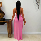 Sexy Deep V-Neck Halter Dress With Open Back and Bodycon Fit BY-7715