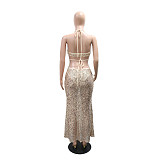 Sexy V-Neck Sleeveless Spaghetti-Strap Gown — Backless Lace-Up Long Party Dress CYA-902306