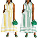 Stylish Striped Sleeveless Shirt Dress With Lapel Collar and Waist Tie HANI-TY038