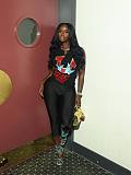 New Retro Slim-Fit Vest With Rhinestone Embellishment Print and Lettering FC-1476