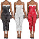 Sexy Halter-Neck Polka-Dot Jumpsuit With Lace Trim and Tie Details NIYA-8212