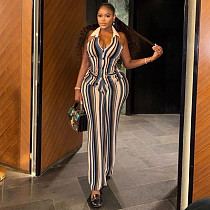 Stylish Striped Print V-Neck Button-Up Cardigan & Trousers Two-Piece Set JY-919171 Stylish Striped Print V-Neck Button-Up Cardigan & Trousers Two-Piece Set JY-919171