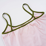Stylish Color-Block Cami Top & Tie-Waist Bodycon Mini Skirt Set MRA-48159