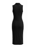 Casual Polo-Collar Sleeveless Ribbed Bodycon Dress HANI-YY044