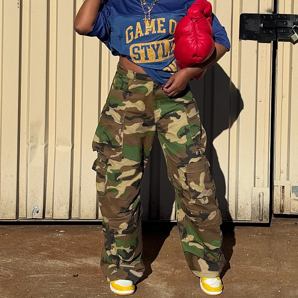 Wholesale Camouflage Straight Leg Pants Streetwear SH-391366