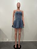 Sultry & Chic Strapless Sleeveless Denim A-Line Mini Dress OXMJ-8699