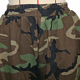Camouflage Printed Casual Elastic Waist Straight Leg Wide Big Opening Pants SH-391443