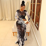 Stylish Color-Block Crew Neck Long-Sleeve Straight-Fit Bodycon Dress JY-303232