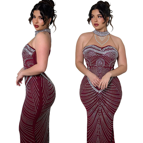 Sexy Sleeveless Slim-Fit Evening Gown With Rhinestone Embellishments CYA-902254