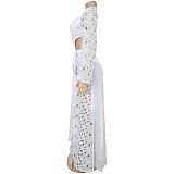 Sexy Mesh & Lace Deep V-Neck Slit Dress BY-7707