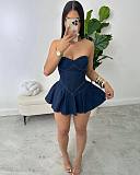 Sultry & Chic Strapless Sleeveless Denim A-Line Mini Dress OXMJ-8699