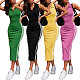 Casual Polo-Collar Sleeveless Ribbed Bodycon Dress HANI-YY044