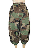 Camouflage Printed Casual Elastic Waist Straight Leg Wide Big Opening Pants SH-391443