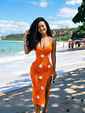 Sexy Knitted Crochet Strappy Beach Dress With Slit CM-60505