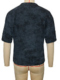 Retro Washed Black T-shirt For Women Rhinestones On The Front SH-391514