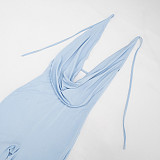 Solid-Color Backless Cowl-Neck Halter Jumpsuit With Tie Straps RS-25JP151