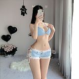Sexy Low-Rise Distressed Denim Shorts With Lace-Up Detail FB-8572