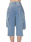 Casual Double-layered Pants Denim Skirt Jeans For Women SH-391453