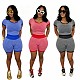 New Casual Fine-Striped Knit Shorts Set TR-1370