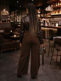 Vintage Irregular Wide Leg Pants High Waist Cross Metal Buttons Pants SH-391529