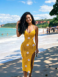 Sexy Knitted Crochet Strappy Beach Dress With Slit CM-60505