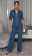 Sexy Paneled Sleeveless Zip-Front Collared Slim-Fit Denim Jumpsuit OSM-6011
