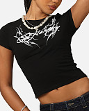 White Ed Hardy Street Short Sleeved T-shirt Crop Top HMY-202610
