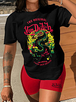Black Von Dutch Tshirt Red Shorts Summer Girl Outfits HMY-202607