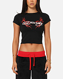Black Ed Hardy Street Short Sleeved T-shirt Crop Top HMY-202609