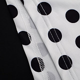 Summer Polka-Dot Print Halter-Neck Cowl-Drape Backless Romper RS-26RP106