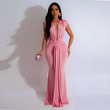 Sexy Deep V-Neck Waist-Cinching Slim-Fit Evening Gown PMR-TW886