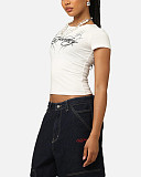 White Ed Hardy Street Short Sleeved T-shirt Crop Top HMY-202610