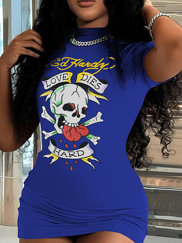 Wholesale Ed Hardy Blue Bodycon Mini Dress HMY-202612