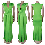 Sexy Deep V-Neck Waist-Cinching Slim-Fit Evening Gown PMR-TW886