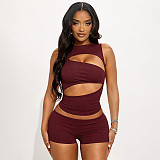 Sexy Solid-Color Designer-Style Mini Skirt Set Waist-Defining and Slimming RS-26ST068