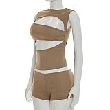 Sexy Solid-Color Designer-Style Mini Skirt Set Waist-Defining and Slimming RS-26ST068