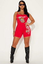 Printed Letter Tiger Pattern One-piece Shorts Romper QYU-760