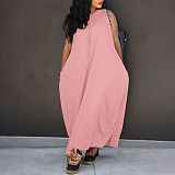 Fashionable Cape-Style Sleeveless Pocket Loose Dress HANI-61008