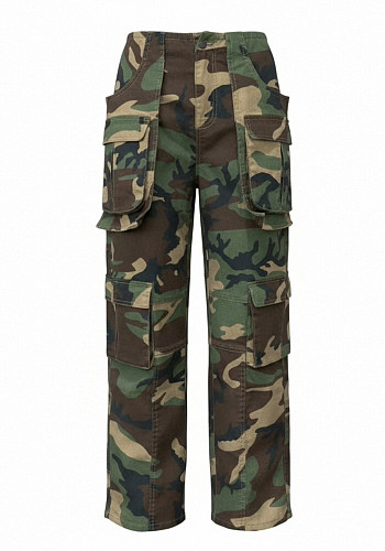 Casual Spliced ​​Multi-Pocket Accordion-Style Camouflage Trousers OXMJ-8774