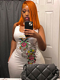Ed Hardy White Print Vest U-neck Slim Mini Dress HMY-202611