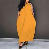 Fashionable Cape-Style Sleeveless Pocket Loose Dress HANI-61008